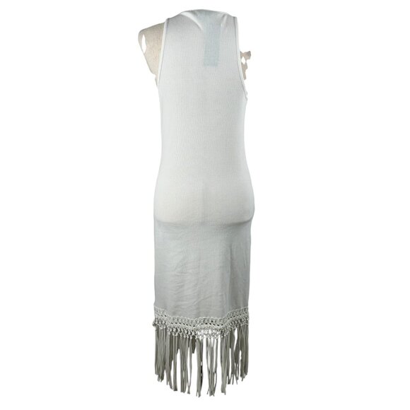 NWT FRENCH CONNECTION Summer White Tank Midi Dress with Crochet Trim Fri… - Picture 3 of 12